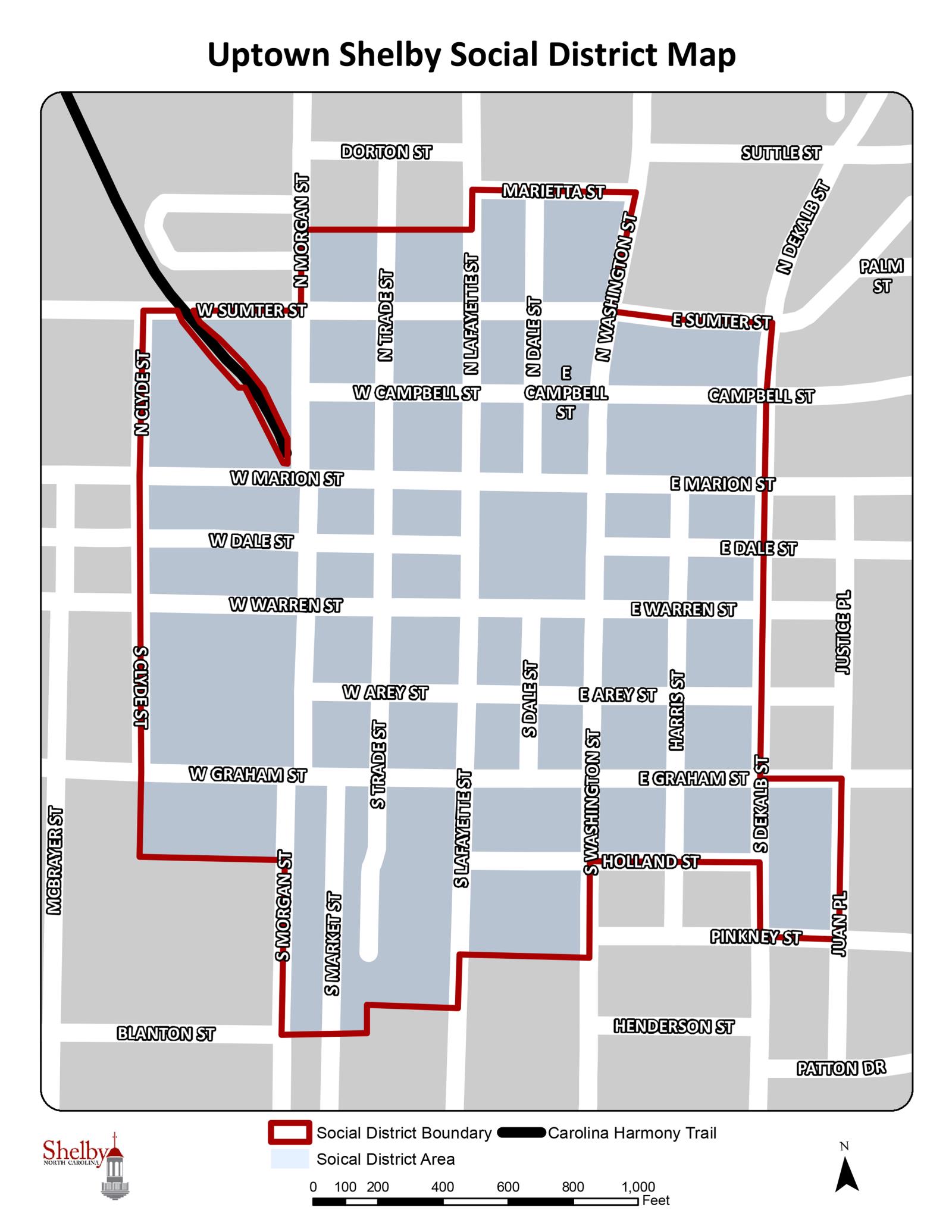 Uptown Shelby Municipal Service District Map (Updated 7-15-24)